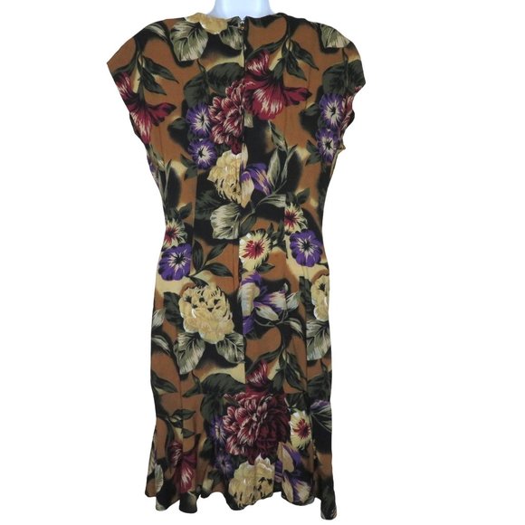 Vintage Sheri Martin Knee Length Shift Dress Floral Ruffle Hem Hawaiian MuuMuu - Picture 8 of 11